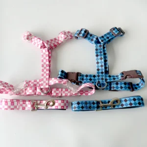 Custom Printed Polyester Personalized Cat & Dog Collars & Leashes Harness Set Adjustable Multi functional for Daily Walks