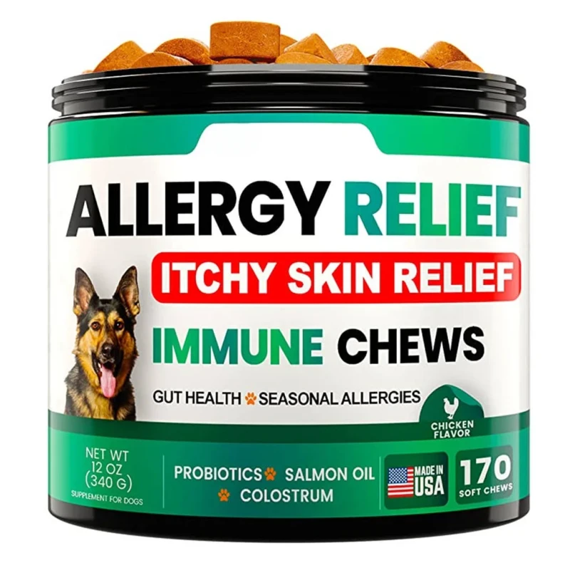 Custom Private Label Pet Itchy Skin Relief Allergy Immune Supplement for Dogs