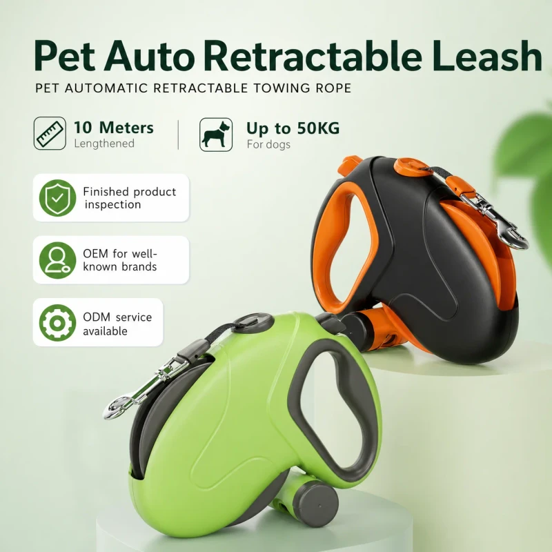 Custom Retractable Pet Leash with Ergonomic Anti Slip Handle Adjustable Tangle Free Design for Dogs Walking