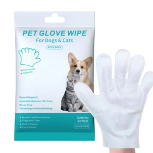 Custom Rinse Free Pet Gloves Wet Wipes Hypoallergenic Cleaning SPA Grooming Products for Dogs Cats ODM