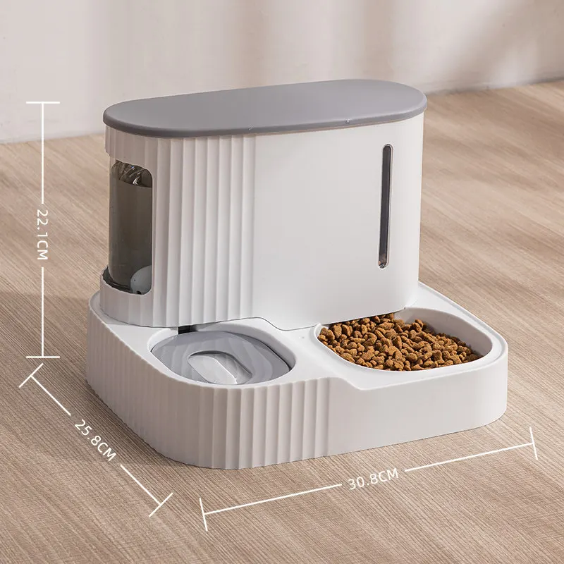 Custom Safety Eco friendly Material Large Capacity Gravity Pet Feeder 2 in 1 Cat Dog Food Bowls and Water Dispenser Indoor Use