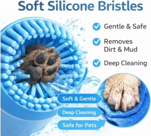 Custom Silicone Portable Dog Paw Cleaner with Soft Brush Pet Grooming Tool for Daily Mud and Dirt Removal