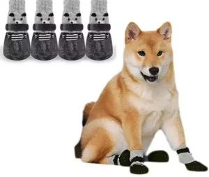 Custom Socks Anti Slip Pet Dog Socks With Adjustable Strap and Rubber Sole