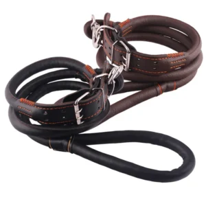 Custom Soft Genuine Leather Pet Rope Dog Leash Collar Vegan Leather Small Large Dog Leash Lead and Collar for Safety
