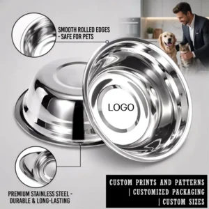 Custom Stainless Steel Pet Basin Cat Food Feeder Stainless Steel Dog Bowls for Large Medium and Small Dogs