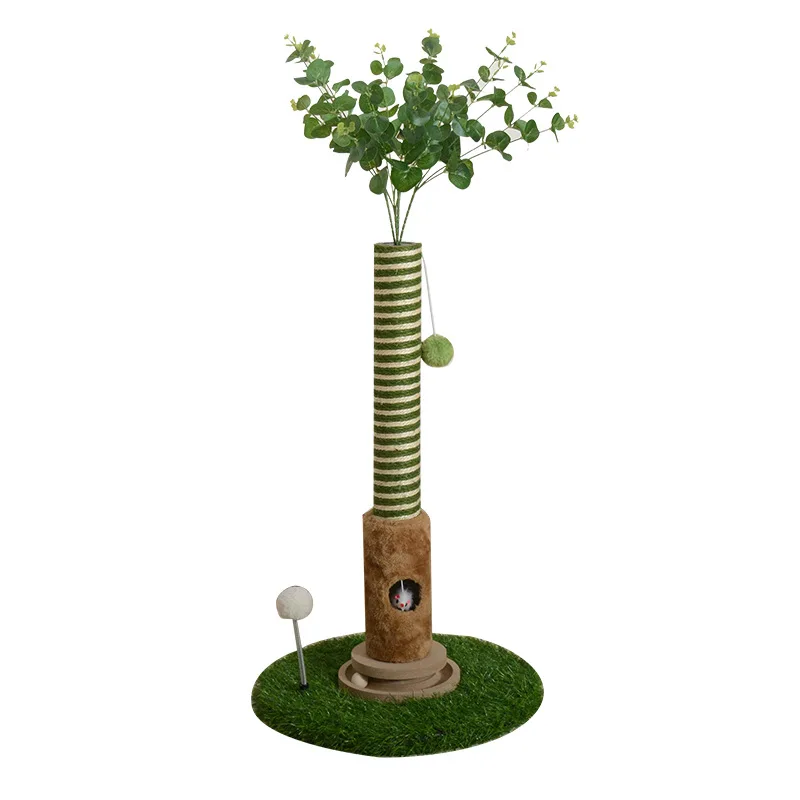 Custom Tall Cat Scratcher Tree Tower Hanging Ball Indoor Cats Adults Sisal Rope Kitten Scratch with Interactive Mouse Cat Toy