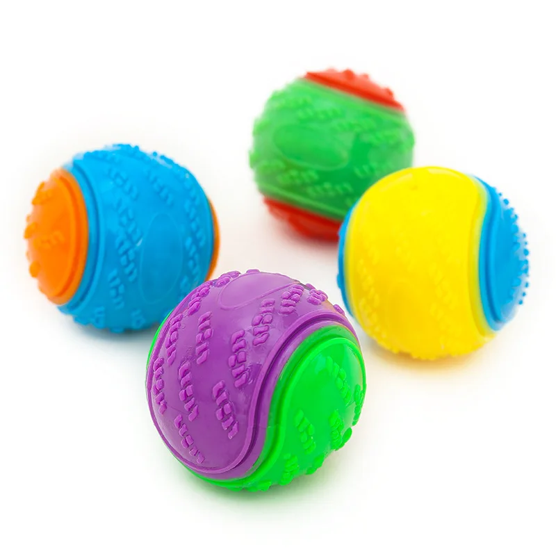 Custom Tpr Eco Friendly Durable Training Pet Molar Biting Interactive Puppy Sounding Squeaky Tennis Chew Toy Dog Ball Sizes