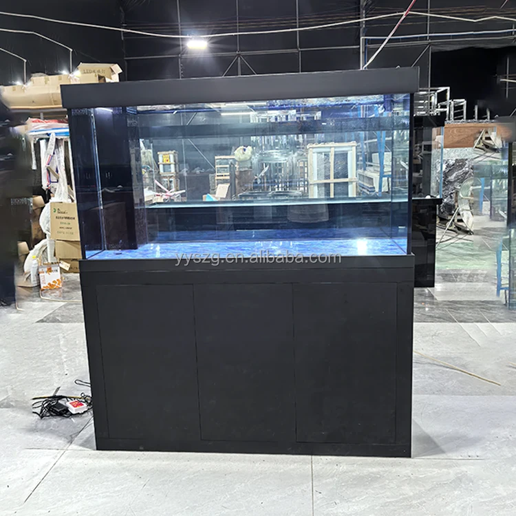 Custom Ultra Clear Glass Aquarium Fish Tank with Aluminum Cabinet Stand Bottom Filter Free Gifts Pet Accessories