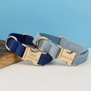 Custom Velvet Series Dog Collar Elegant Luxury Pet Collars with Solid Pattern Soft Polyester Material Personalized Engraving