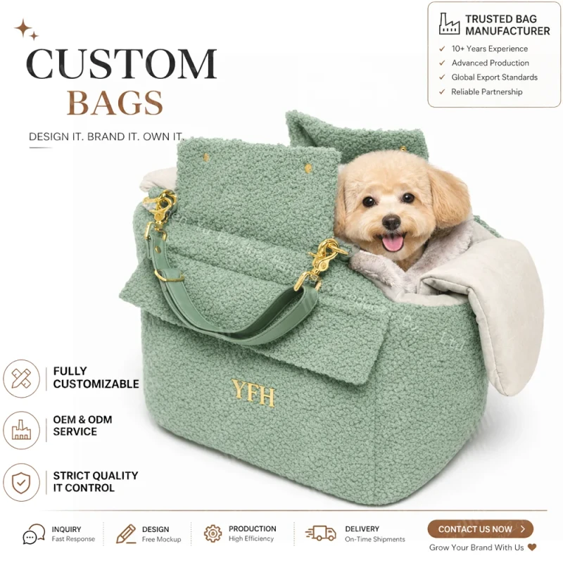 Custom Winter Warm Plush Pet Carrier Bag Cozy Portable Travel Shoulder Tote for Small Dogs Cats Outdoor Walking