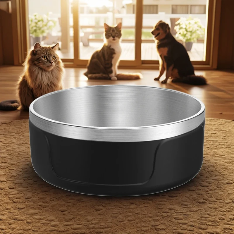 Custom logo Pet Feeder Bowl Vacuum Insulated Dog Bowls Stainless Steel Water Dog Food Bowl Steel