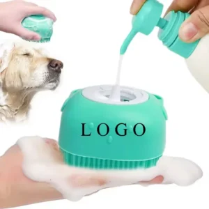 Custom logo Pet Shower Brush Silicone Pet Bath Brush Shampoo Dispenser Bath Massage Cat Dog Bath Brush With Soap Dispenser