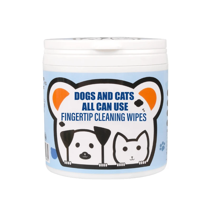 Customizable 50 Piece Eco Friendly Non Woven Material White PET Dog Cat Daily Finger Wet Wipes Clean Tartar Customized Designs