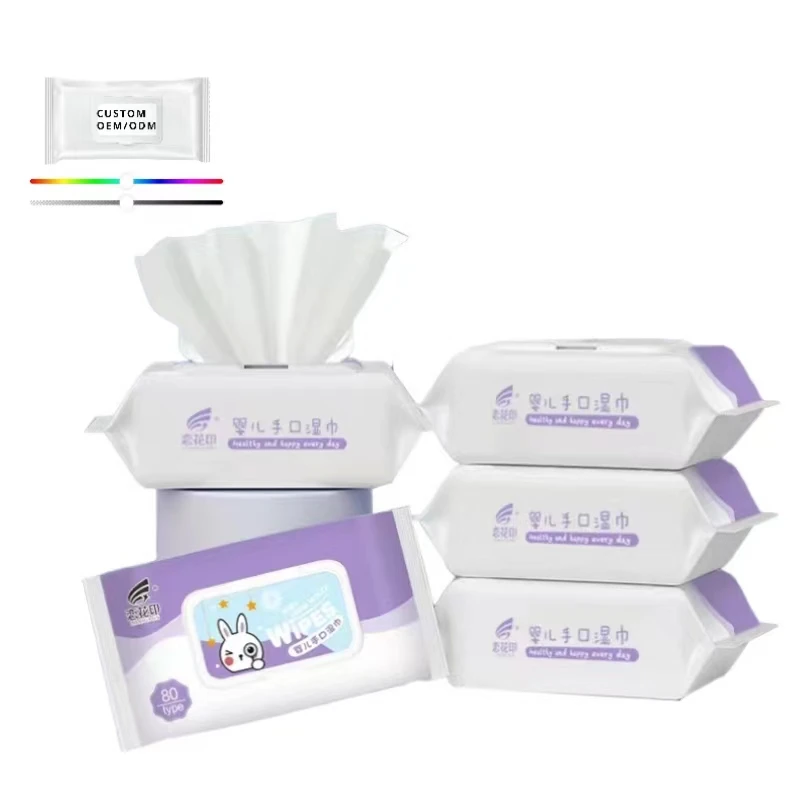 Customizable Custom Biodegradable Natural Water Disposable Flushable Baby Wet Tissue Wipe 1-120 Pcs Wet Wipe