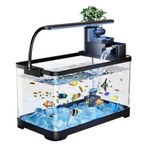 Customizable Desktop Square Fish Tank with LED Filter Decoration Kit