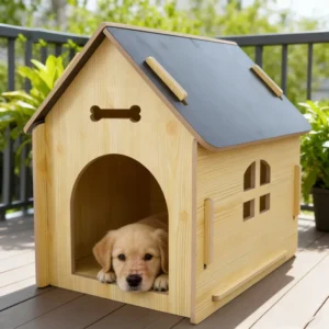 Customizable Easy Assembly Solid Wooden Indoor Modern White Dog House with Acrylic Door Windproof Pet Furniture