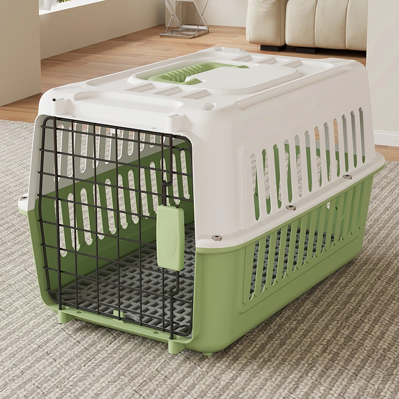 Customizable Eco Friendly Factory Bulk L Size 44x31x27cm PP Plastic Pet Cage Car Use Breathable Pet Carrier for Travel Vet