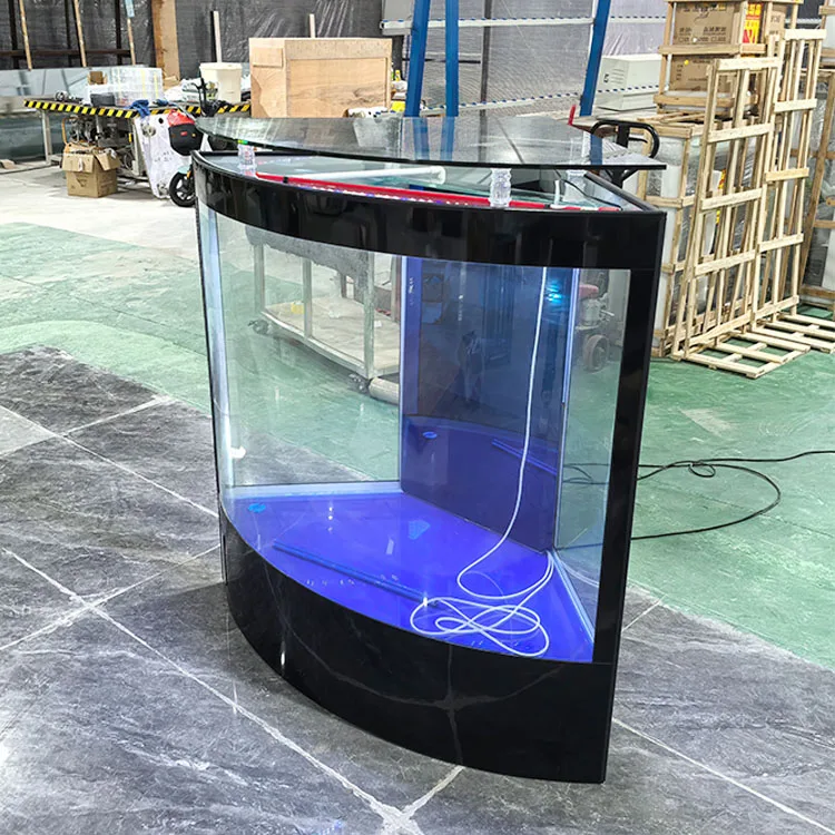 Customizable Glass Fish Tank with Accessories Corner Sector Aquarium for Living or Dining Room