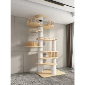 Customizable Large Cat Tower Sustainable Wooden Ceiling Tree House Sisal Scratching Indoor Wall Play Pine Extracted Cats Home