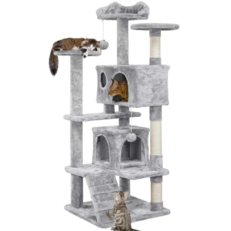 Customizable Large Size Wooden Pet Scratcher House Tower Condo Cat Tree