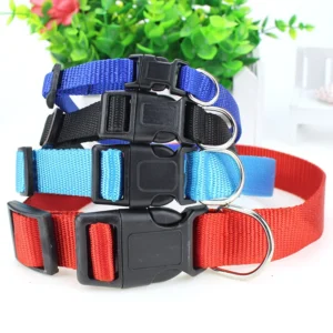 Customizable Simple Adjustable Nylon Pet Dog Collar Soft Modern Style Blank Custom Logo Solid Pattern Dog Accessories
