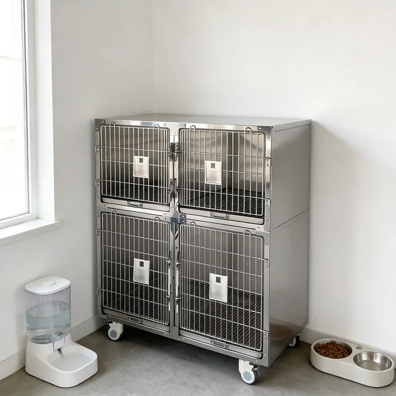 Customizable Stainless Steel Pet Cage With Deepened Tray Ideal for Animal Hospitals and Pet Clinics Pet Hospital Cage