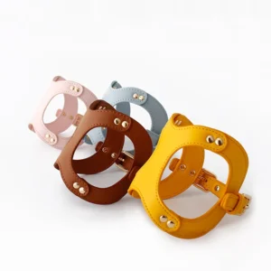 Customized Adjustable Pet Dog Harness Set Soft Sturdy Leather Multi Color Chest Strap Pet Leash Harnesses