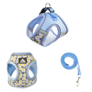 Customized Cotton Reflective Floral Pet Vest Harness Leash Set CE RoHS Certified for Small Dog Outdoor Walking