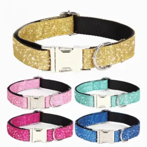 Customized Dog Training Pet Collars Adjustable Metal Buckle PU Nylon Alloy Materials Decorated Ribbons Custom Logo