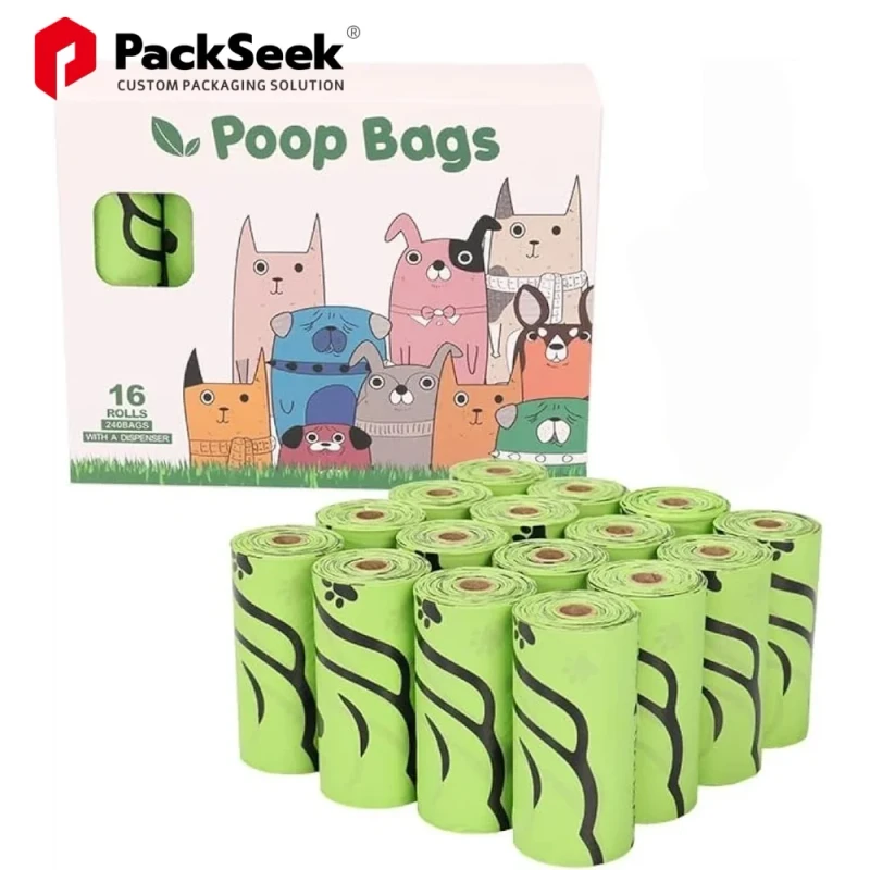 Customized Eco Friendly Dog Walking Poop Dispenser Plastic Disposable Bags Custom Plastic Bag