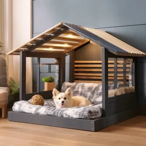 Customized Furniture Manufacturer Popular Wood Pet Beds Anti Static Waterproof Dog Cat House with Animal Pattern OEM Available