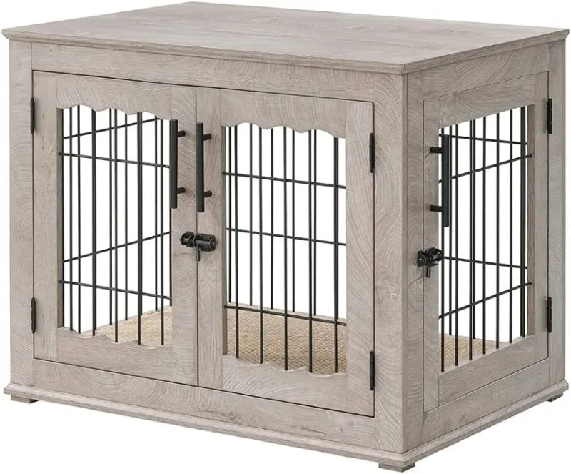 Customized Furniture Style Dog Crate End Table with Drawer Pet Kennels with Cushion Dog House Indoor Use