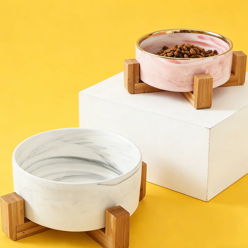 Customized High Quality Pet Ceramic Bowl Marble Feeder Bowls Stainless Steel for Dogs Dogs Nd02