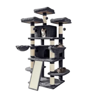 Customized Large Size Modern Cat Tree Wooden Pet Scratcher House Tower with Sisal Cat Condo