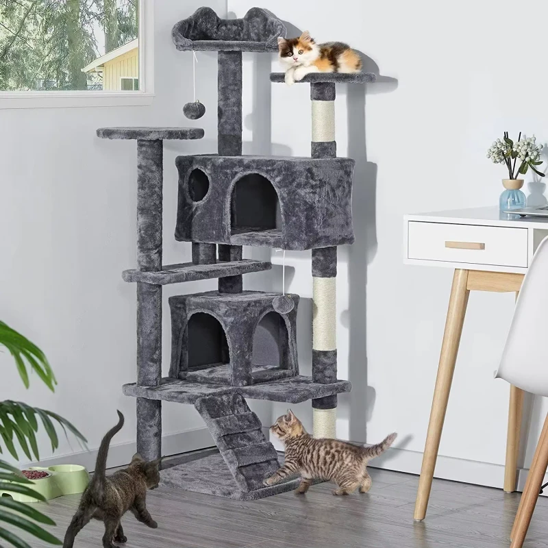Customized Large Size Wooden Pet Scratcher House Tower Condo Cat Tree