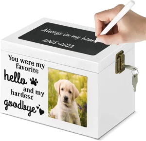 Customized Large Wooden Pet Funeral Cremation Urn Pet Memorial Keepsake Box with Photo Frame for Dog Cat Ashes