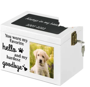 Customized Large Wooden Pet Memorial Urn with Photo Frame Personalized Cat and Dog Ashes Casket for Funerals and Cremation