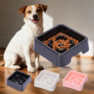Customized Logo Eco Friendly Plastic Color Pet Slow Feeder Dog Bowl Anti Choke Sturdy Durable Waterproof Non Slip