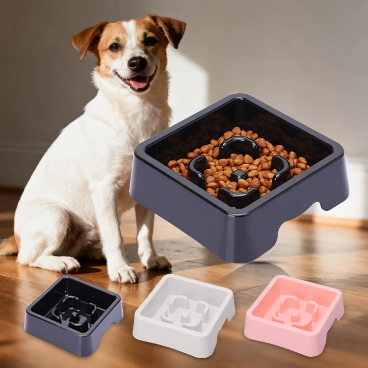 Customized Logo Eco Friendly Plastic Color Pet Slow Feeder Dog Bowl Anti Choke Sturdy Durable Waterproof Non Slip
