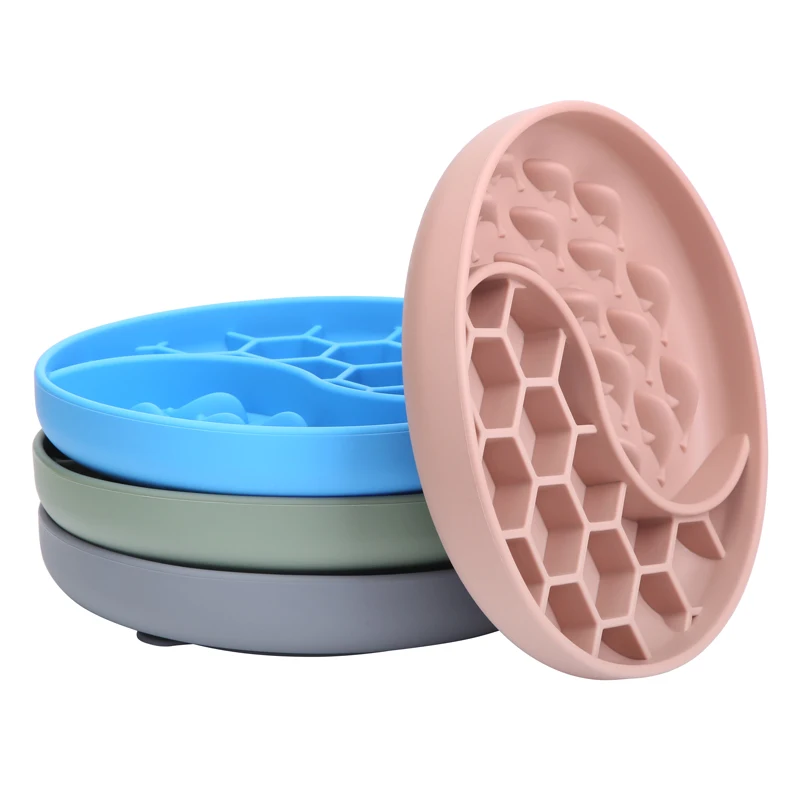 Customized Logo New Design Slow Feeder Dog Lick Mat Silicone Dog Bowl for Anxiety Relief Cats Pet Feeder Bowl