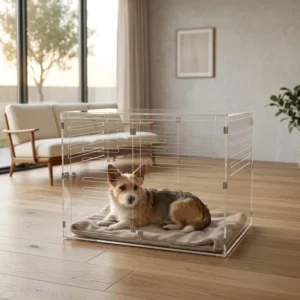 Customized Luxury Foldable Acrylic Pet Cage with Pre Assembled Modern Design