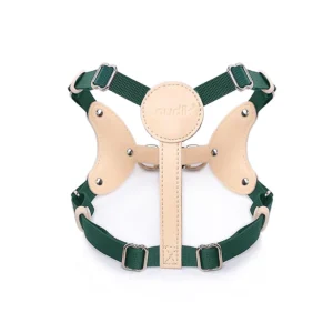 Customized Luxury Walking Harness for Pet Dogs and Cats Plain Pattern Nylon & PU Leather Material