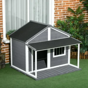 Customized Outdoor Solid Wood Dog Kennel House Rainproof with Porch Furniture Type Wooden Pet House