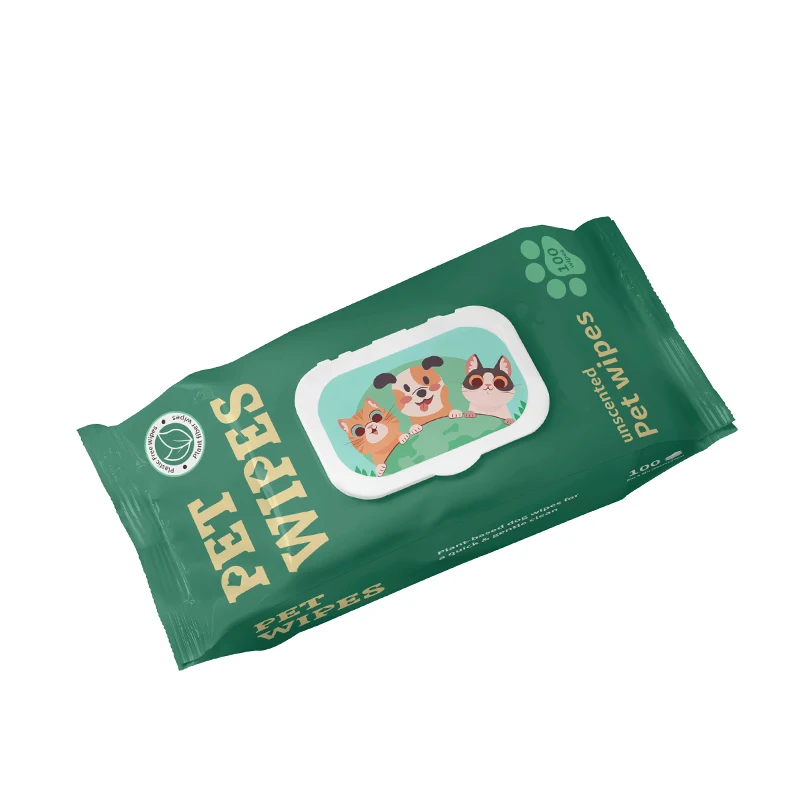 Customized Package High Quality Organic Biodegradable Cat Dog Wipes Pet Wet Wipe 100pcs