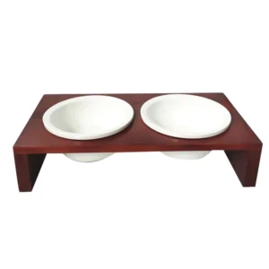 Customized Pet Bowls Stand Wooden Dog Cat Pet Feeder Elevated Ceramic Cat Bowls Bamboo Pet Feeder With Bowl
