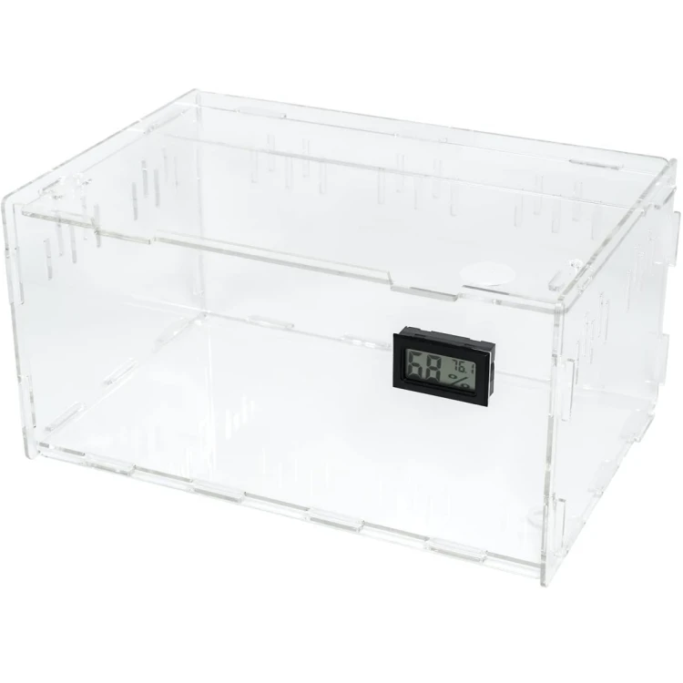 Customized Reptile Terrarium Breeding Tank Acrylic Reptile Feeding Box with Temperature Hygrometer