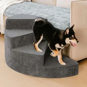 Customized Small Dog Stairs Soft Left Rotating Pet Steps Anti-slip Corduroy Pet Ramps Pet Dog Stairs Dog Slopes High Beds