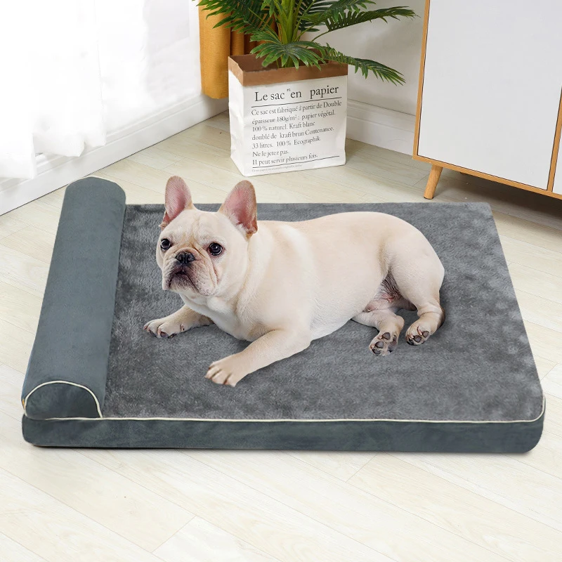 Customized Small Large Dogs Cats Orthopedic Pet Bed Soft Calming Velvet Foam Rectangle Premium Quality Comfortable Sleep Sofa