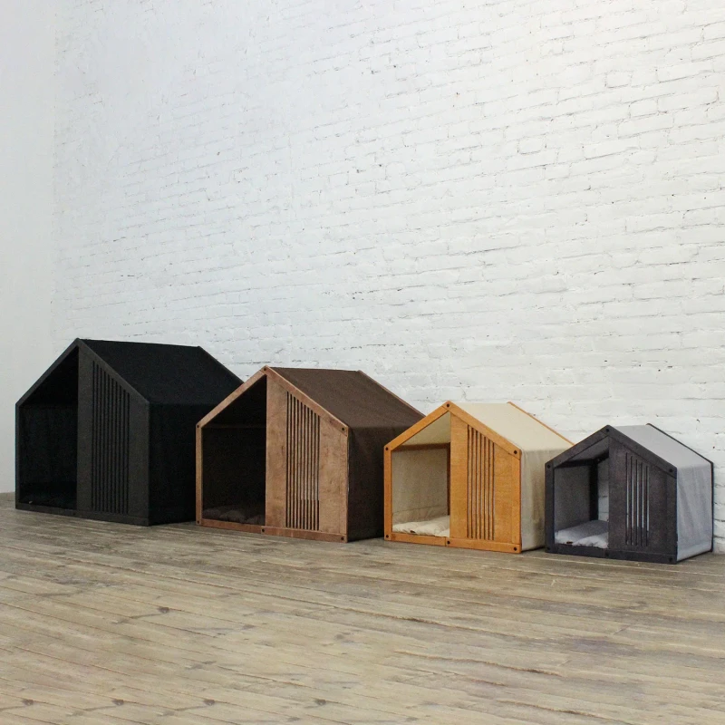 Customized Solid Wood Indoor Wooden Dog House Pet Dog Home Wood Dog House Bed