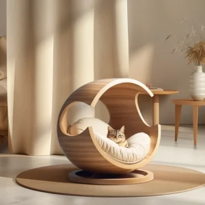 Customized Solid Wood Pet Bed Semi Enclosed Removable Washable Cat Bed Dog Bed